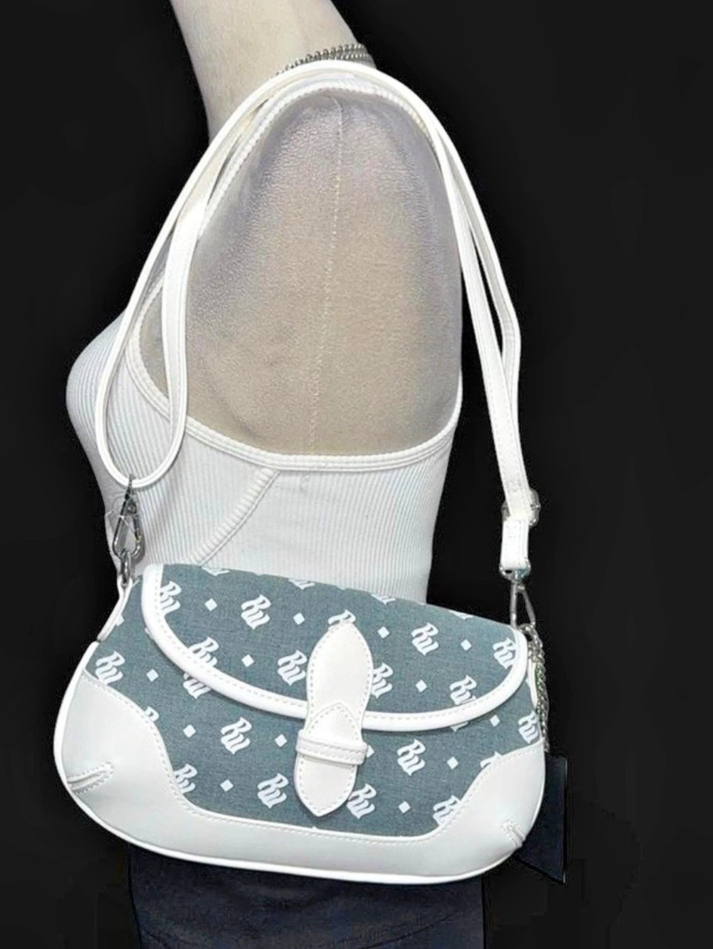 Roca wear Blue & White Shoulder Bag y2k New